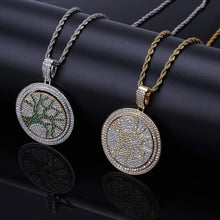 Laden Sie das Bild in den Galerie-Viewer, YOSZO Micropave CZ Iced Out Spinner Tree of Life XO Pendant Necklace Hip Hop Jewelry for Men