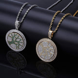 YOSZO Micropave CZ Iced Out Spinner Tree of Life XO Pendant Necklace Hip Hop Jewelry for Men