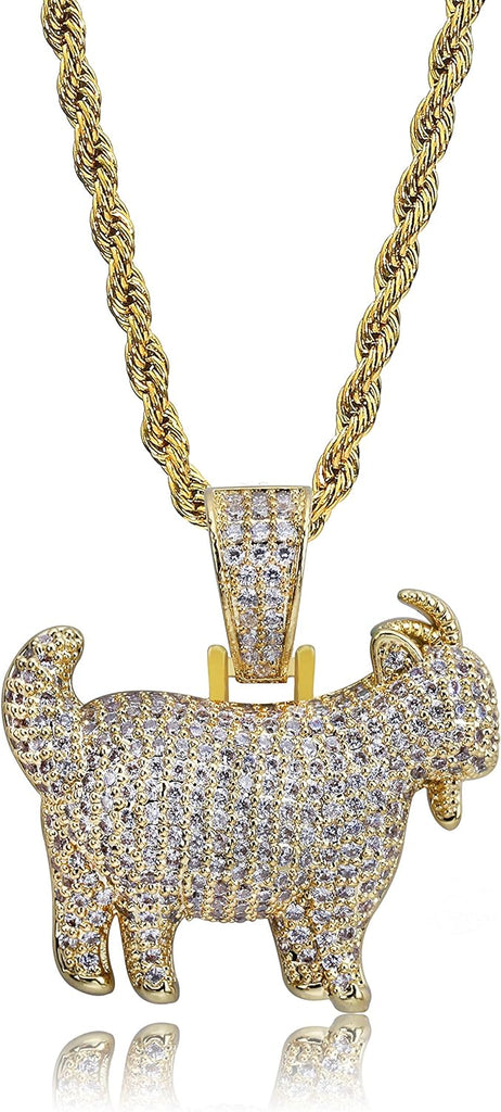 YOSZO Goat Chain Gold Necklace for Men Eagle Chain Rope Iced out Cubic Zirconia 14K Gold Plated Stainless Steel Necklace 24" Birthday Gifts