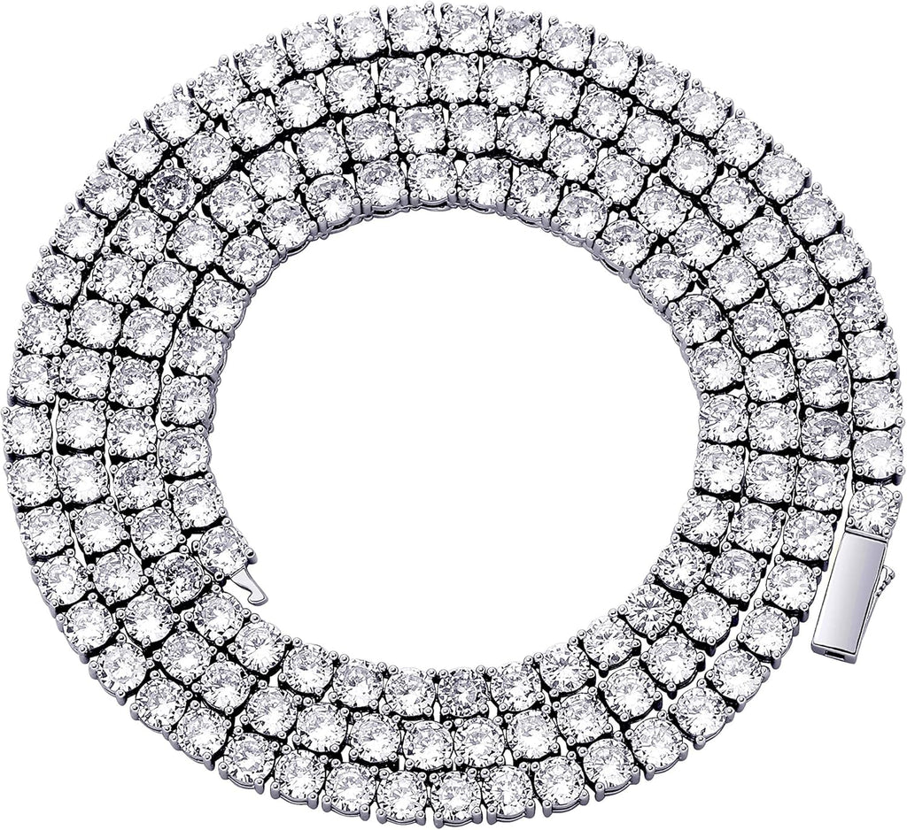 YOSZO Tennis Necklace for Women Choker Necklace Tennis Chain for Men Silver Chain Diamond Tennis Link Necklace 14K Gold Plated Iced out 1 Row 3/4/5/6mm Cubic Zirconia Necklace