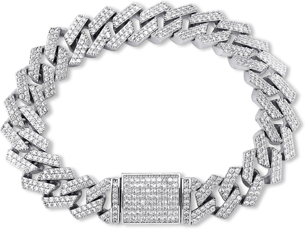 YOSZO 14mm 6 Times 14K Gold Filled Iced out Lab Diamond Miami Cuban Link Bracelet for Men with Box Clasp Hip Hop