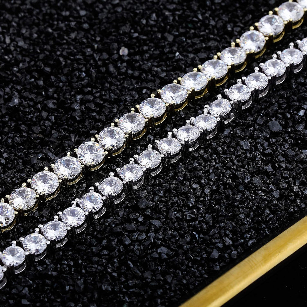 YOSZO Gold Tennis Bracelet Men Silver Bracelet for Women 1Row 3/4/5/6mm Iced out Cubic Zirconia 14K Gold Plated Gold Jewelry Minimalistic Accessory