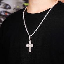 Carregar imagem no visualizador da galeria, YOSZO Solid Baguette Cross Chain 14K Gold Plated Iced out Pendant Necklace for Men and Women Religious Jewelry