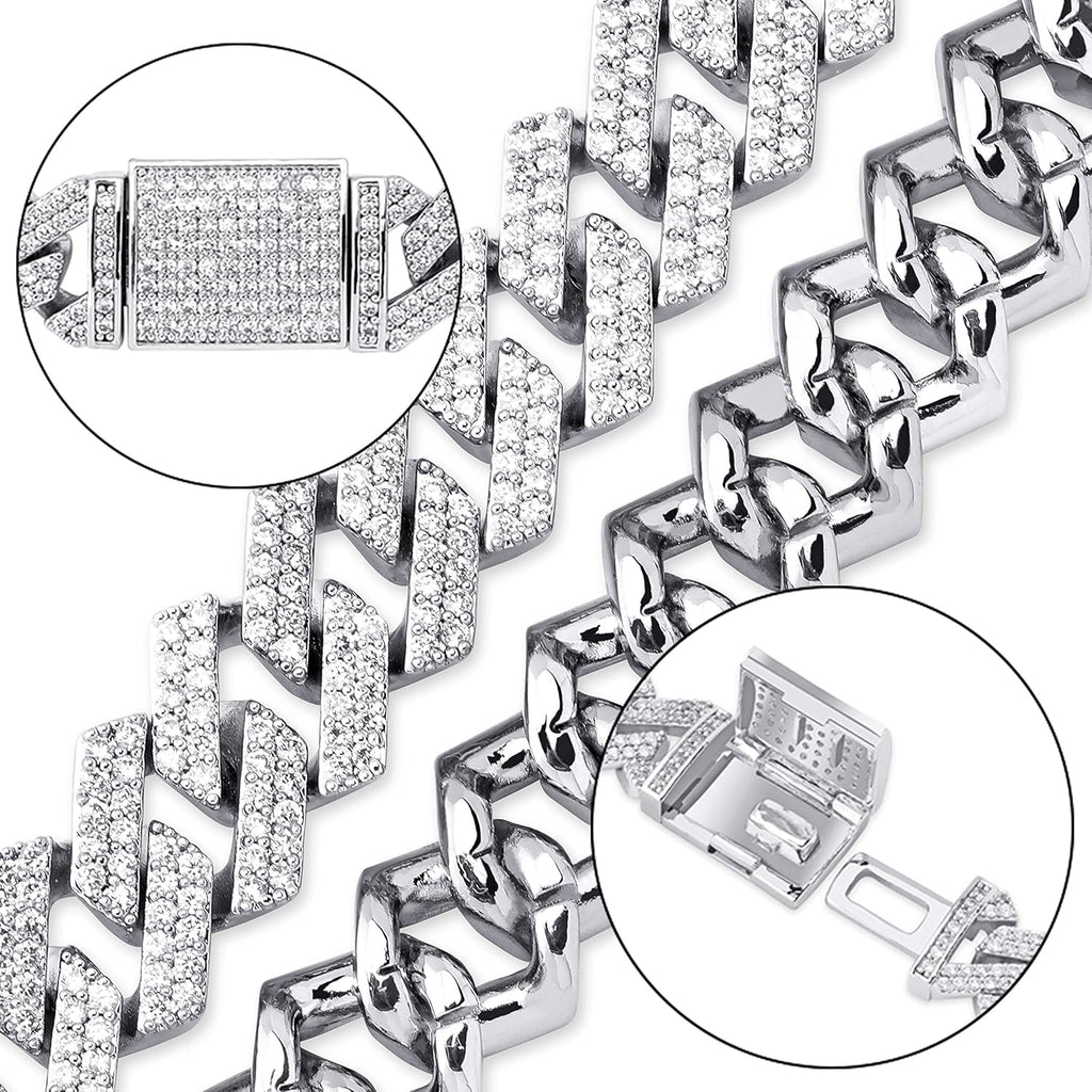 YOSZO 14mm 6 Times 14K Gold Filled Iced out Lab Diamond Miami Cuban Link Bracelet for Men with Box Clasp Hip Hop