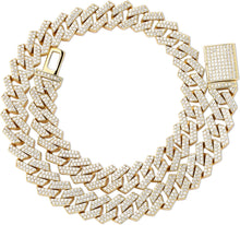 Charger l&#39;image dans la galerie, YOSZO Cuban Link Chain for Men 14mm 6 Times 14K Gold Plated Iced out Lab Diamond Miami Curb Cadenas De Oro Para Hombres Choker for Women with Box Clasp Hip Hop