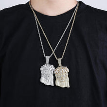 Carica l&#39;immagine nel visualizzatore di Gallery, YOSZO Jesus Pendant Necklace Rope Gold Chain for Men Iced out 14K Gold Plated Simulated Diamond Chain Stainless Steel Chain 24 inch