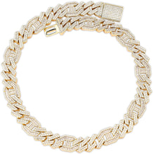 Charger l&#39;image dans la galerie, YOSZO Hip Hop 6 Times 14k Gold Plated 14mm Miami Cuban Link Chains Necklace Iced Out Paved Bling Drip Sharp Edge Cuban with Baguette CZ for Men