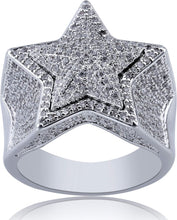 Carregar imagem no visualizador da galeria, YOSZO 14K Gold Star Ring Iced Out CZ Simulated Diamond 3D Star Punky Rappers 5 Star Ring for Men Engagement Hip Hop Jewelry