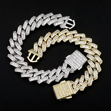 Carica l&#39;immagine nel visualizzatore di Gallery, YOSZO Gold Baguette Bracelet Cuban Link Chain Bracelets for Men Iced out 14K Gold Plated 12mm/18mm Miami Curb Bracelet for Women Cubic Zirconia Double Spring Ring Clasp Birthday Gifts