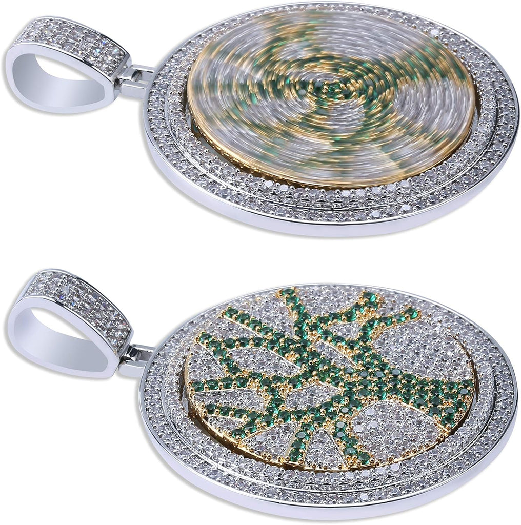 YOSZO Micropave CZ Iced Out Spinner Tree of Life XO Pendant Necklace Hip Hop Jewelry for Men
