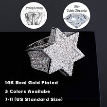 Carica l&#39;immagine nel visualizzatore di Gallery, YOSZO Gold Ring Star Men Diamond Ring Iced out Cuic Zirconia 14K Gold Silver Plated Punk Band Hexagram Gold Jewelry 7-11