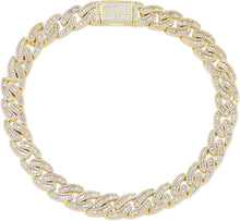 Charger l&#39;image dans la galerie, YOSZO 14mm Iced out 6 Times 14K Gold Filled Custom Baguette Diamond Miami Cuban Link Chain Choker for Men with Box Clasp