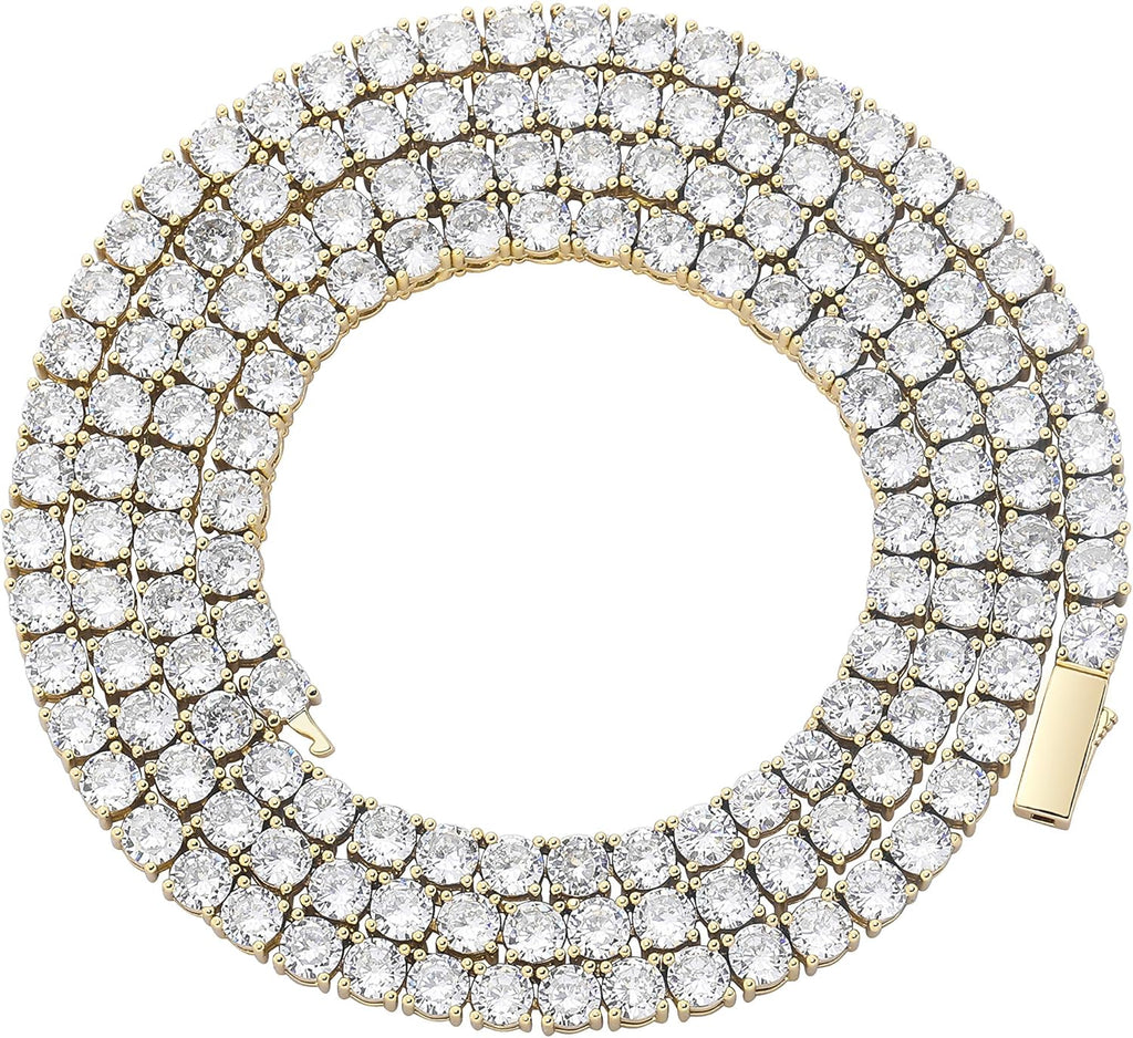 YOSZO Tennis Necklace for Women Choker Necklace Tennis Chain for Men Silver Chain Diamond Tennis Link Necklace 14K Gold Plated Iced out 1 Row 3/4/5/6mm Cubic Zirconia Necklace