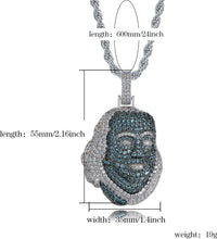 Charger l&#39;image dans la galerie, YOSZO Hip Hop 18K White Gold Plated Iced Out Cubic Zirconia Blueface Pendant Necklace with Rope Chain for Men