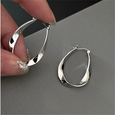 925 Silver Needle Piercing Circle Charm Hoop Earring For Women Girls Party Wedding  Jewelry