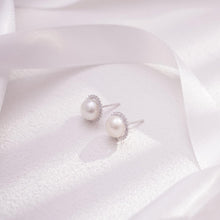 Load image into Gallery viewer, 【Stud Earring】Sun-Shape Natural Pearl Stud Earring, Silver Base Zircon Shining Fashion Jewelry for Women, Perfect Birthday Gift