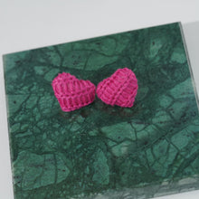 Load image into Gallery viewer, 【Stud Earrings】Pink &amp; White Knitted Heart Studs,Cute Sweet Style for Young Women