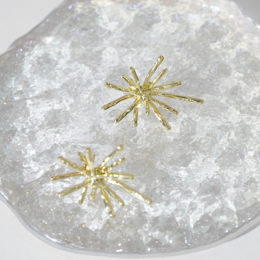 Subang Stud, Bersalut Emas, Subang Motif Bunga Api, Rekaan Elegan Dinamik, Sesuai untuk Dipakai Harian Perak Earrings