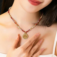 Load image into Gallery viewer, 【Pendant Necklace】Oriental Chic Beaded Necklace, Copper &amp; Gemstone Jewelry, Lucky Gourd Pendant, Bohemian Layering Piece for Women