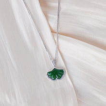 Load image into Gallery viewer, 【Pendant Necklace】S925 Sterling Silver Green Jade Leaf Pendant with Zirconia Accents, Nature-Inspired DairyJewelry, Elegant Symbolic Gift for Women