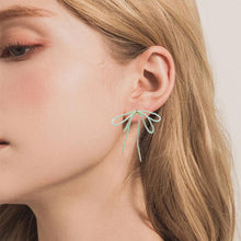 Load image into Gallery viewer, 【Earrings】Light Green Bead Bow &amp; S925 Dangle Earrings Minimalist Drop Design for Women