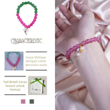 Gelang Manik, Hijau dan Merah Jambu, dengan Pesona, Aksen Merah, Barang Kemas Elegan, Hadiah untuk Wanita, Gelang
