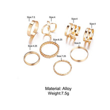 Load image into Gallery viewer, New Joint Ring Female Creative Retro Simple Multi-layer Open Twist Ring Set 8-piece Set