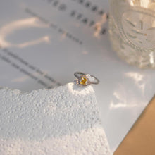 Load image into Gallery viewer, 【Open Ring】Silver Plated Copper Alloy Rings with Olive Green/Yellow Zircon Center, Elegant Daily Jewelry for Women