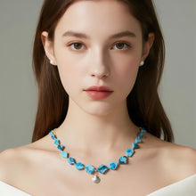 Load image into Gallery viewer, 【Earrings/Necklace】Blue Natural Stone Earrings/Necklace with Metel Shell Charms, Unique Textured Design for Beachy Vibes Lovers