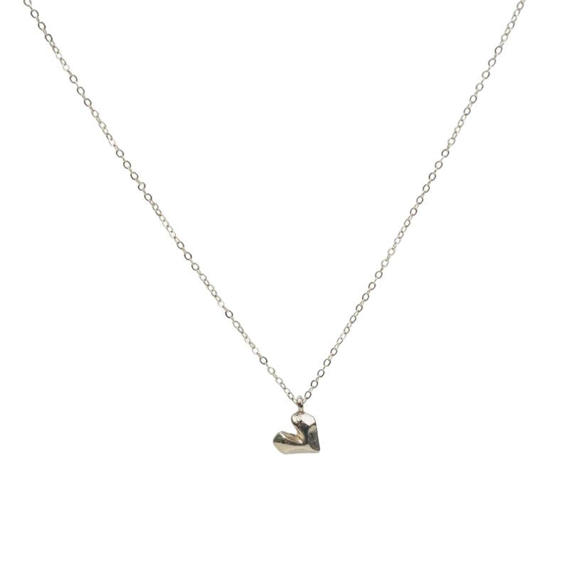 【Pendant Necklace】Copper Alloy Matte Gold Dual Chain Necklace with Heart Pendant, Geometric Contrast Jewelry Modern Elegance for Women