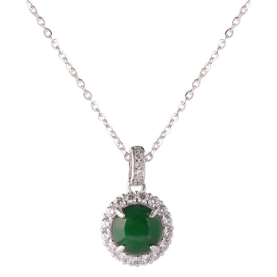【Pendant Necklace】Shining Zircon Classic Jadeite Pendant Necklace, S925 Chain for Women Skin Care, Perfect Elegant Gift for Lover