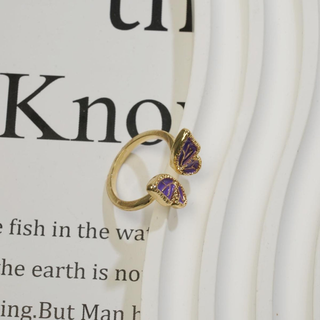 Cincin Terbuka, Berbentuk Rama-rama, Aloi Enamel Ungu, Gaya Manis Romantik, Sesuai untuk Pakaian Harian dan Hadiah Jewelry Rings stainless  steel  ring