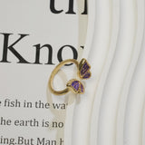 Cincin Terbuka, Berbentuk Rama-rama, Aloi Enamel Ungu, Gaya Manis Romantik, Sesuai untuk Pakaian Harian dan Hadiah Jewelry Rings stainless  steel  ring