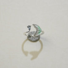 Charger l&#39;image dans la galerie, Cincin Ekor Duyung, Hijau Kecerunan Enamel, Hiasan Zirkon, Barang Kemas Dongeng, Sesuai untuk Gadis Pencinta Lautan stainless  steel  ring