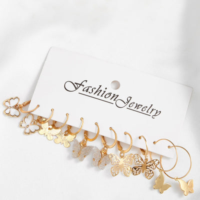 New Trendy Gold Color Hoop Earrings Set Drop Colorful Butterfly For Women Girl Gift Fashion Jewelry Dropship Wholesale
