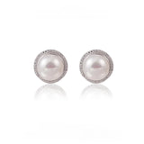【Stud Earring】Shining Natural Pearl Silver Stud Earring with Zircon, Modern Fashion Accessory for Ladies, Classic type