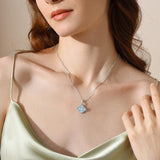 【Pendant Necklace】Shining Clover Necklace for Women, Elegant Silver Chain, Lucky Charm Jewelry, Romantic Gift Idea