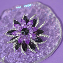 Load image into Gallery viewer, Midnight Blossom Brooch Purple &amp; Black Gem Accent - Enchanting Elegance for Women