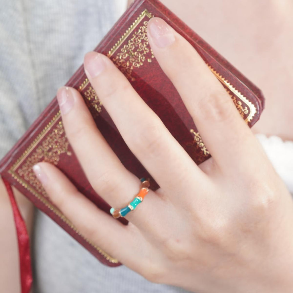 Cincin Enamel, Sendi Buluh, Cincin Aloi Berwarna-warni, Bergaya dan Tradisional, Sesuai untuk Dipakai Harian, Hadiah untuk Wanita stainless  steel  ring Jewelry