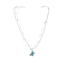 Load image into Gallery viewer, 【Pendant Necklaces】Silver Plated Chain Layered Necklace with Light Green Butterfly Pendant, Romantic &amp; Dainty for Trendy Girls