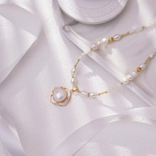 Load image into Gallery viewer, 【Pendant Necklace】Brass Pearl &amp; Shell Beaded Chain with Geometric Pendant Necklace Elegant Jewelry Gift for Women