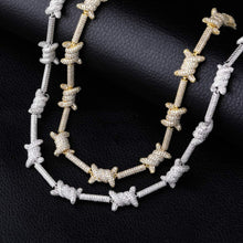 Charger l&#39;image dans la galerie, YOSZO 10mm Iced out Barbed Wire Link Chain 6 Times 14K Gold Filled Necklace for Men Hip Hop Rapper Accessory