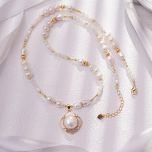 Load image into Gallery viewer, 【Pendant Necklace】Brass Pearl &amp; Shell Beaded Chain with Geometric Pendant Necklace Elegant Jewelry Gift for Women