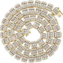 Charger l&#39;image dans la galerie, YOSZO 10MM 6 Times Gold Platinum Plated Full Bling Iced Out Baguette Round Clustered Tennis Chain CZ Lab Simulated Diamond chocker Necklace for Men