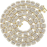 YOSZO 10MM 6 Times Gold Platinum Plated Full Bling Iced Out Baguette Round Clustered Tennis Chain CZ Lab Simulated Diamond chocker Necklace for Men
