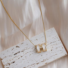 Load image into Gallery viewer, 【Necklace】Pearlescent Cylinder Necklace Gold Stainless Steel Chain Zircon Accent Minimalist Modern Elegant Jewelry for Women