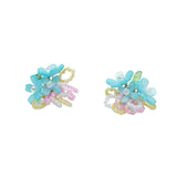 【Earrings】Resin Floral Earrings Pearl Center & Bead Fringe Lightweight Design for Girls'