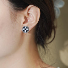 Load image into Gallery viewer, 【Stud Earrings】 Checkerboard Square Earrings Crystal Halo Modern Minimalist Chic