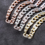 YOSZO 12mm 6 Times 14K Gold Plated Iced out Prong Setting Cubic Zirconia Miami Cuban Link Chain for Men with Box Clasp Hip Hop
