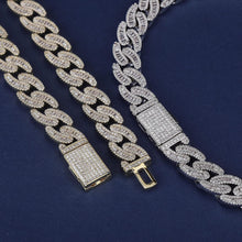 Charger l&#39;image dans la galerie, YOSZO 14mm Iced out 6 Times 14K Gold Filled Custom Baguette Diamond Miami Cuban Link Chain Choker for Men with Box Clasp
